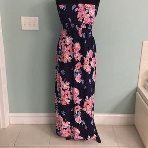 Old Navy pink navy floral maxi dress medium
